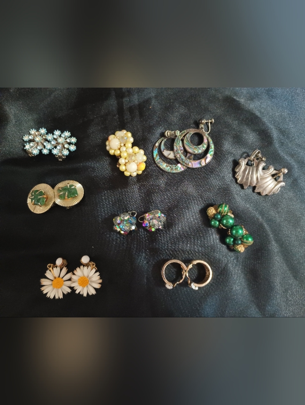 9 Pair Vintage Clip On/Screw On Earrings